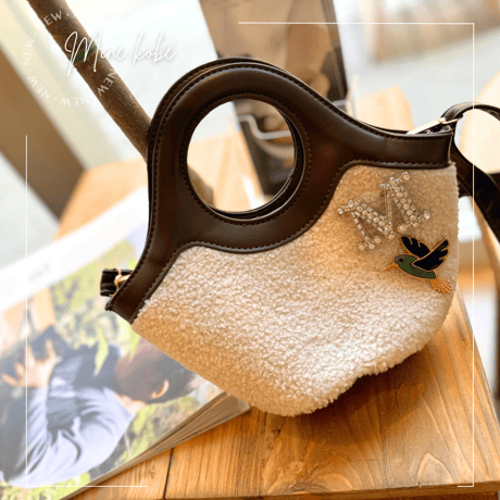 【MINEkobeオリジナル】animal broach fake ram wool bag