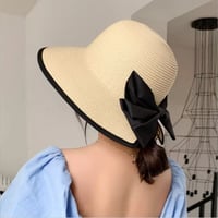 【即納可能】BLACK ribbon straw hat【送料無料】