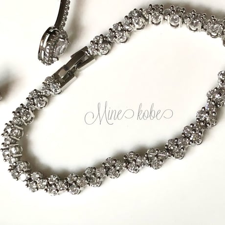 2type zirconia silver925 pave bracelet&bangle