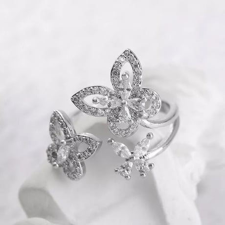 【silver925】3papillon zirconia ring