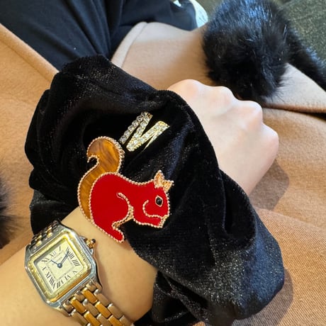 【MINEkobeオリジナル】animal motif brooch &velours chouchou