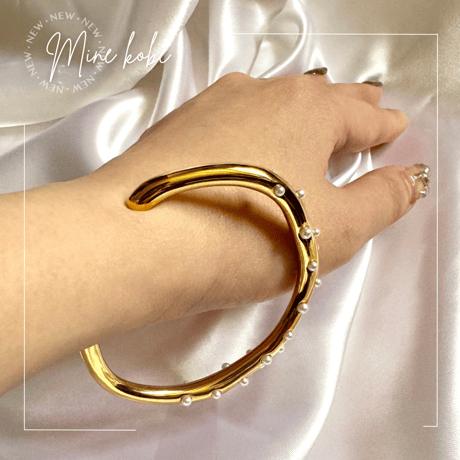 【stainless】pearl dot bangle bracelet