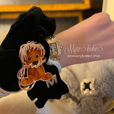 【MINEkobeオリジナル】animal motif brooch &tweed pouch