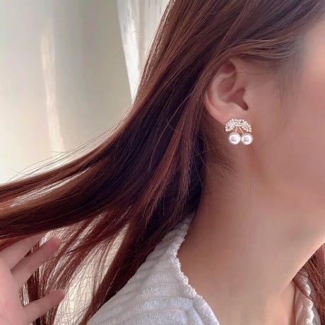 【silver925】Cherry pearl pierce