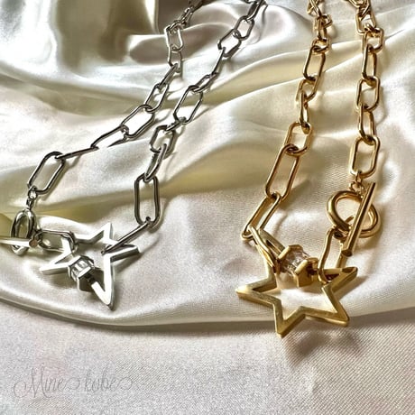 【stainless steel】STAR metal chain necklace