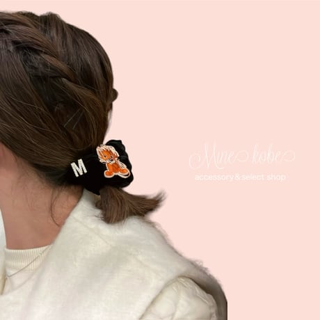 【MINEkobeオリジナル】animal motif brooch &velours chouchou