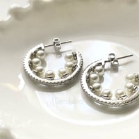 【silver925】zirconia and pearl hoop pierce