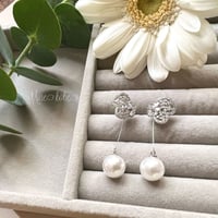 【White gold】2way papillon Pearl pierce