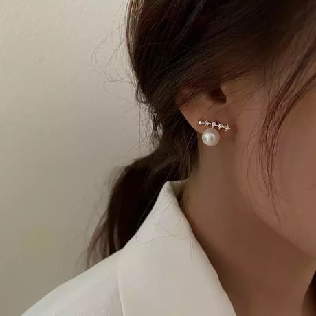 【silver925】5zirconia stone pearl pierce