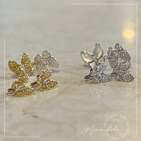 zirconia papillon earring and pierce