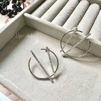 【White gold】zirconia circle silver pierce