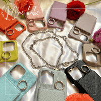 【iPhone17シリーズ対応】Cowhide Leather Metal Chain Phone Case