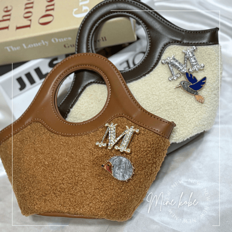【MINEkobeオリジナル】animal broach fake ram wool bag