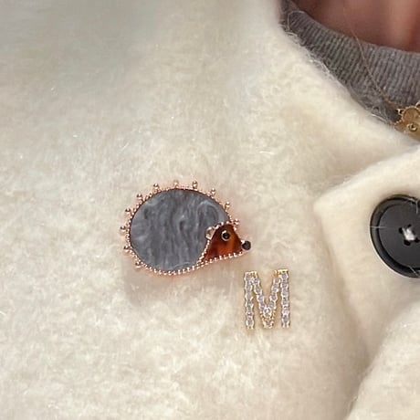 【MINEkobeオリジナル】animal motif brooch &tweed pouch
