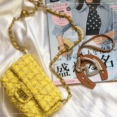 yellow tweed shoulder bag