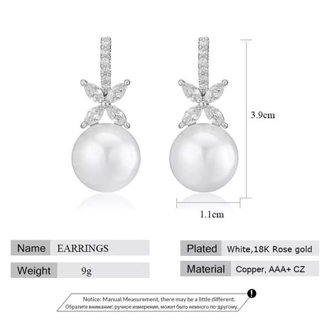 【White gold】little pearl flower pierce