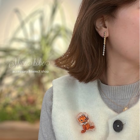 【MINEkobeオリジナル】animal motif brooch &velours chouchou