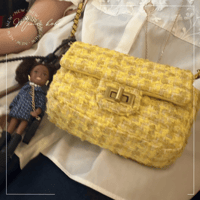 yellow tweed shoulder bag