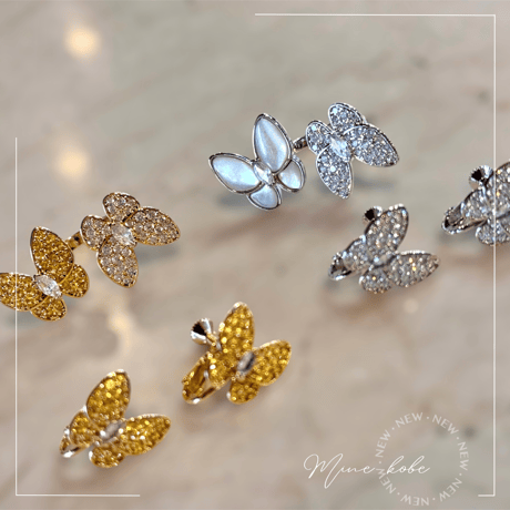 zirconia papillon earring and pierce