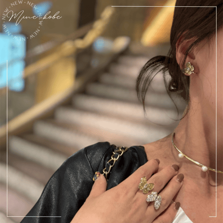 zirconia papillon earring and pierce