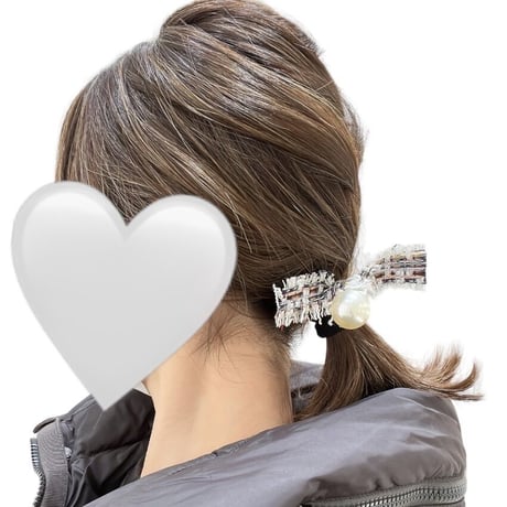 【MINEkobe original】tweed ribbon pearl hair gom