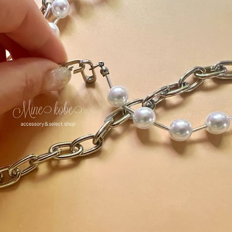 pearl and silver 2way necklace bracelet