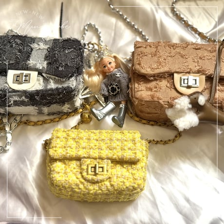 yellow tweed shoulder bag