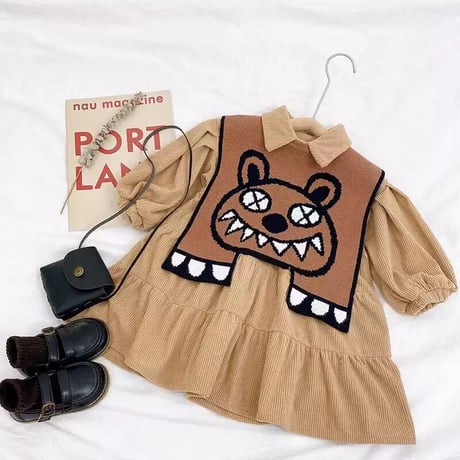 【kids】bear vest one-piece
