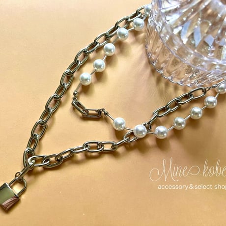 pearl and silver 2way necklace bracelet