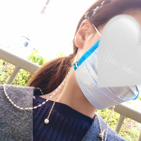 【送料無料】mask and eye glasses 2way pearl chain necklace
