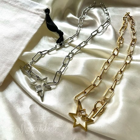 【stainless steel】STAR metal chain necklace