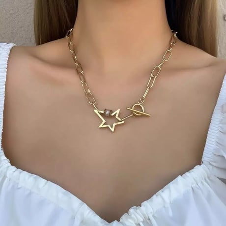 【stainless steel】STAR metal chain necklace