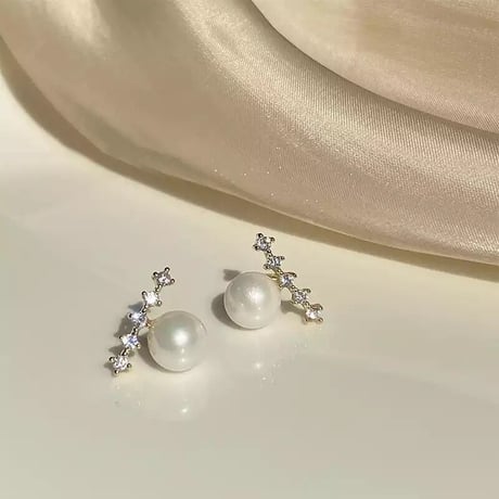 【silver925】5zirconia stone pearl pierce