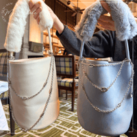 【MINEkobeオリジナル】metal chain fake leather 2way bucket bag