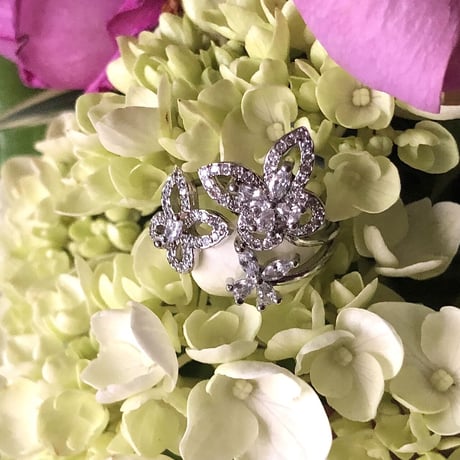 【silver925】3papillon zirconia ring