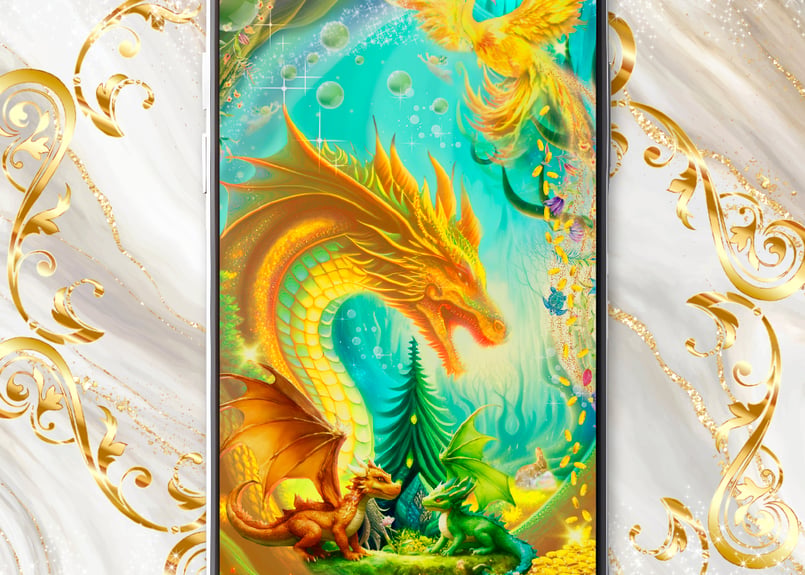 スマホ待受画面用 壁紙 ドラゴン フェニックス 運気アップ 開運 | &i