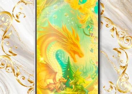 スマホ待受画面用 壁紙　ドラゴン　フェニックス　運気アップ　開運