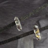 帯留め三分紐セット　【TEVERE（テヴェレ）：ネロ　】　プラチナ・24K