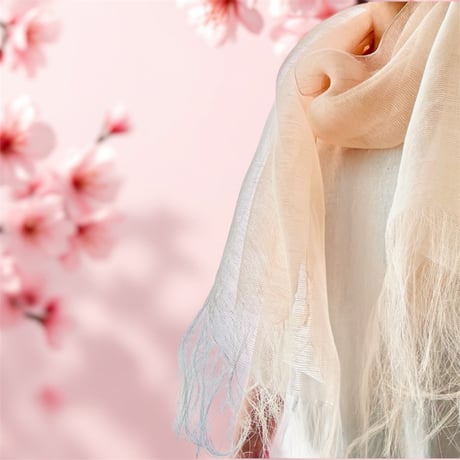 桜染めストール/薄色ぼかし　草木染