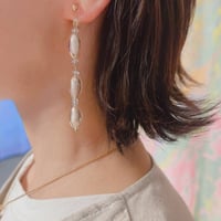 ベネチアンガラス クリスタル水晶　ピアス/イヤリング　薄ピンク