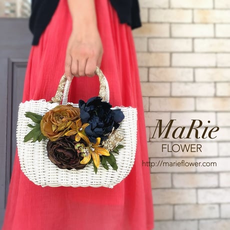 Flower Bag　White M 　　　【Navy 】【送料無料】