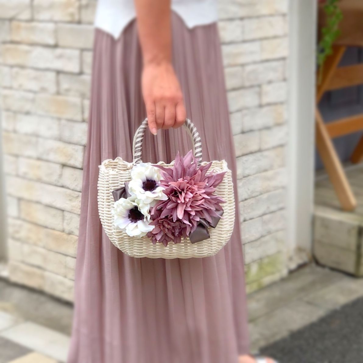 Flower Bag　White M 　　　【lilac】【送料無料】