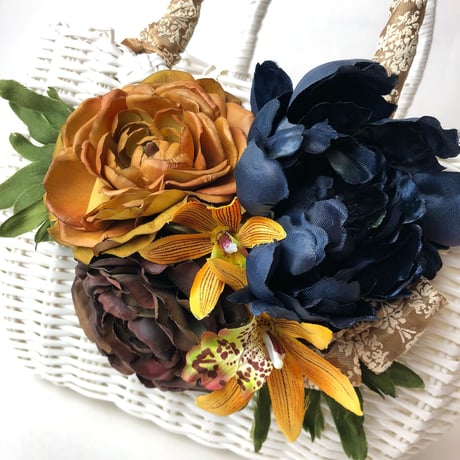 Flower Bag　White M 　　　【Navy 】【送料無料】