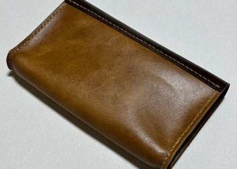 【在庫有・即納可能】たっぷり入る通帳ワイドケース（通帳１０冊＋印鑑＋カード収納可・焦茶✖︎キャメル）