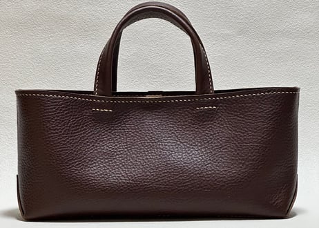 【在庫品】イタリア製牛革のしっかり横長トートバッグ（チョコ・Ｓ）