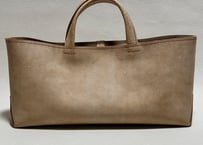 【在庫品・即納可能】イタリア製牛革のしっかり横長トートバッグ（ナチュラル色・Ｌ）