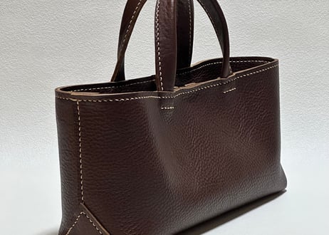 【在庫品】イタリア製牛革のしっかり横長トートバッグ（チョコ・Ｓ）