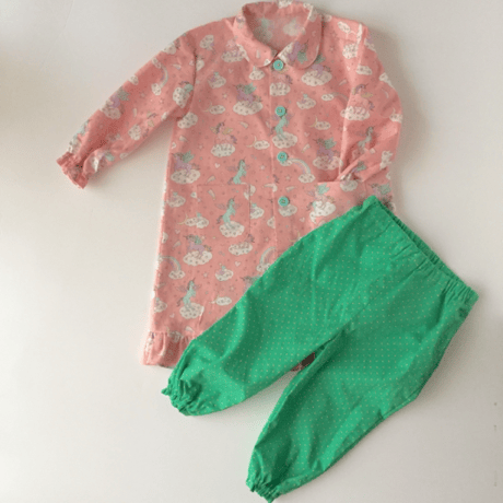 肌に優しい綿のパジャマ 【1歳〜2歳】ペガサス×green