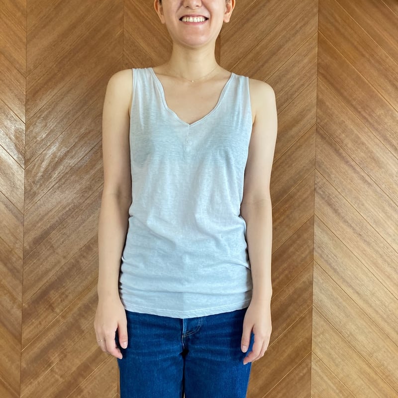 Joah Brown グレー Vネック タンクトップ Joah Brown V Neck Tank Bra Sueded Onyx 689BRA - Free