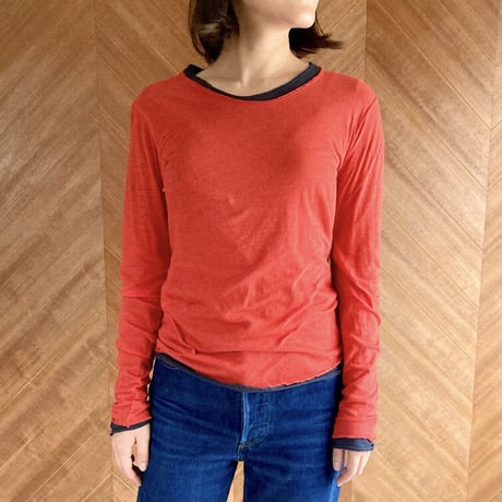 ケイト長袖Tシャツ　朱色